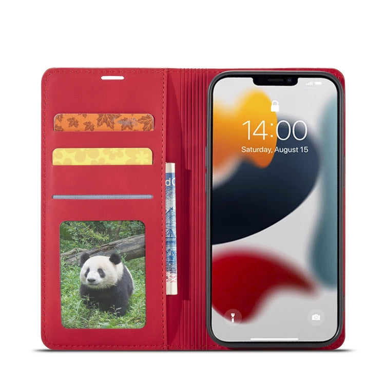For iPhone 14 Forwenw Dream Series Oil Edge Strong Magnetism Leather Phone Case(Red) - HoMEdemic™ 