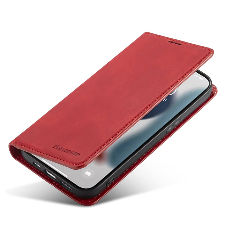 For iPhone 14 Forwenw Dream Series Oil Edge Strong Magnetism Leather Phone Case(Red) - HoMEdemic™ 