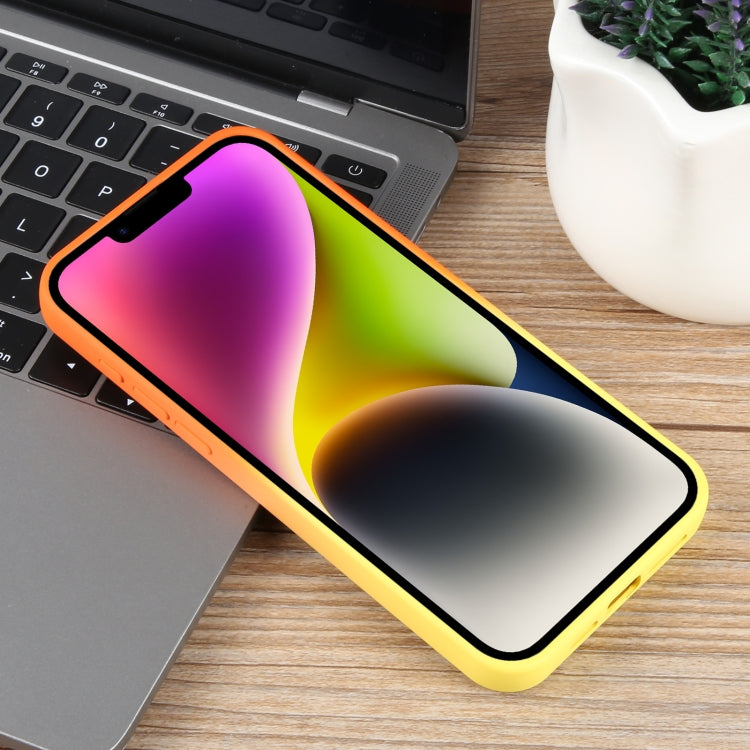 For iPhone 14 Gradient Color Honeycomb Aromatherapy MagSafe Phone Case(Orange Yellow) - HoMEdemic™ 