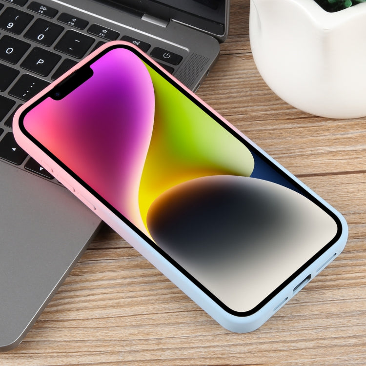 For iPhone 14 Gradient Color Honeycomb Aromatherapy MagSafe Phone Case(Pink Blue) - HoMEdemic™ 