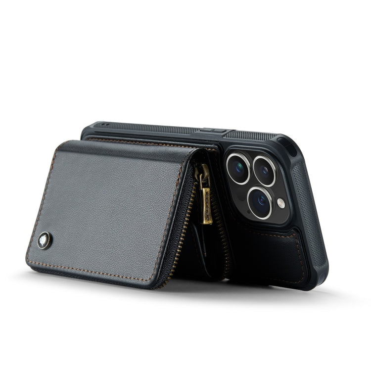 For iPhone 14 JEEHOOD C22 Series Zipper Wallet Phone Case with Long and Short Lanyard(Black) - HoMEdemic™ 