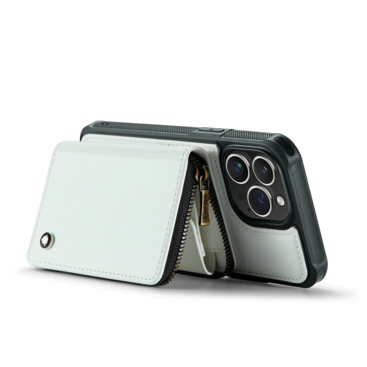 For iPhone 14 JEEHOOD C22 Series Zipper Wallet Phone Case with Long and Short Lanyard(White) - HoMEdemic™ 
