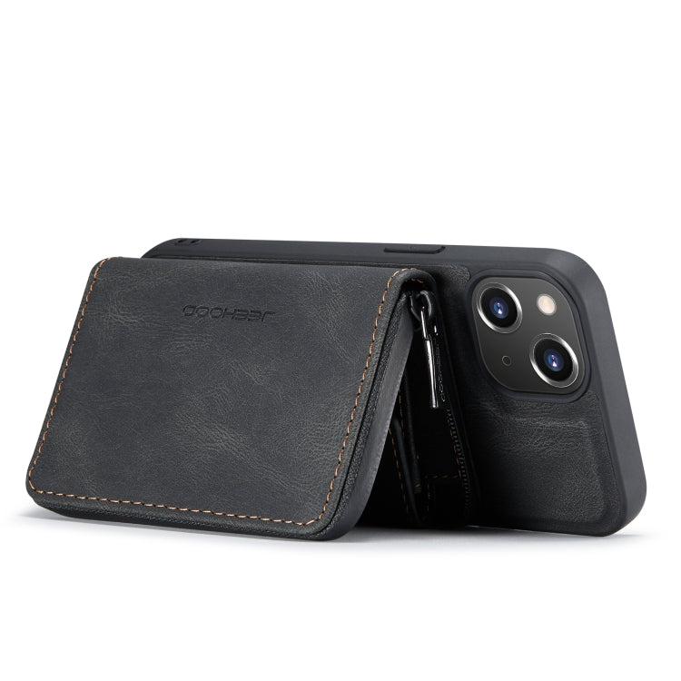 For iPhone 14 JEEHOOD Magnetic Zipper Wallet Leather Phone Case (Black) - HoMEdemic™ 
