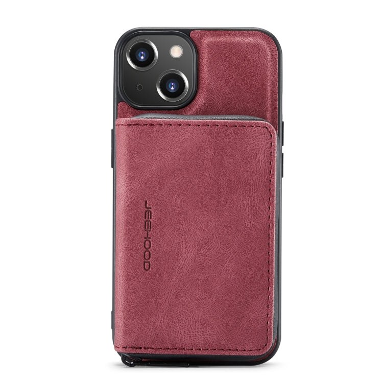 For iPhone 14 JEEHOOD Magnetic Zipper Wallet Leather Phone Case (Red) - HoMEdemic™ 