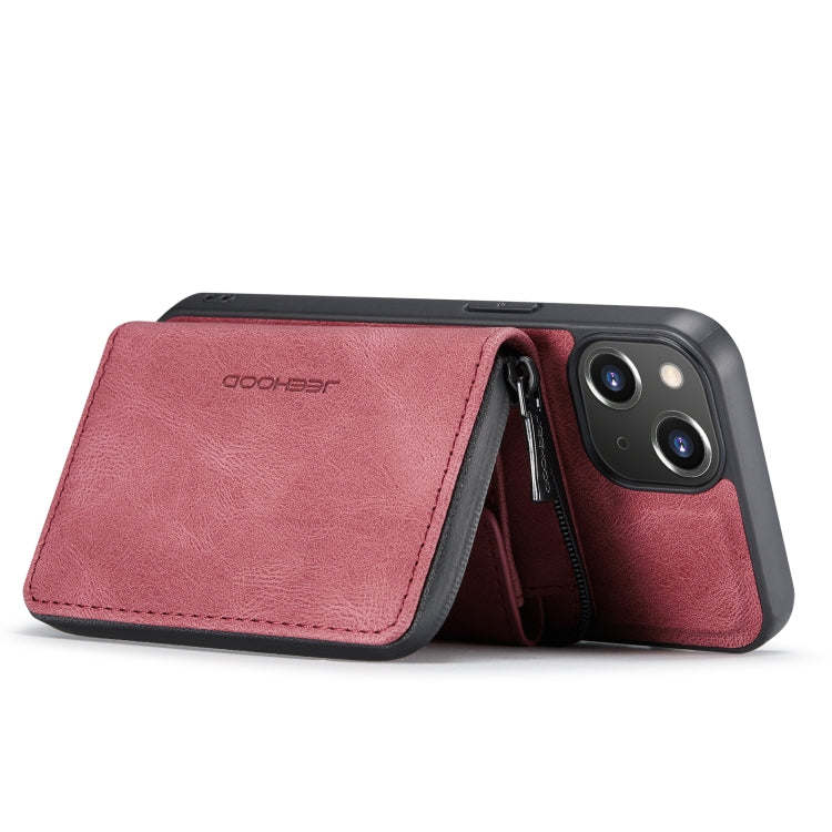 For iPhone 14 JEEHOOD Magnetic Zipper Wallet Leather Phone Case (Red) - HoMEdemic™ 