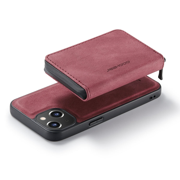 For iPhone 14 JEEHOOD Magnetic Zipper Wallet Leather Phone Case (Red) - HoMEdemic™ 