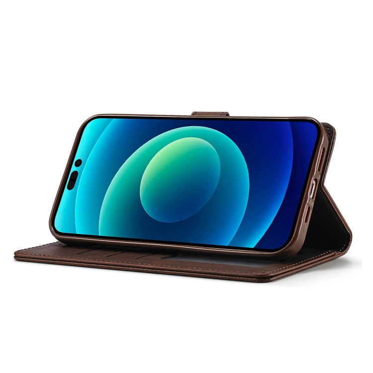 For iPhone 14 LC.IMEEKE Calf Texture Horizontal Flip Leather Case (Brown) - HoMEdemic™ 