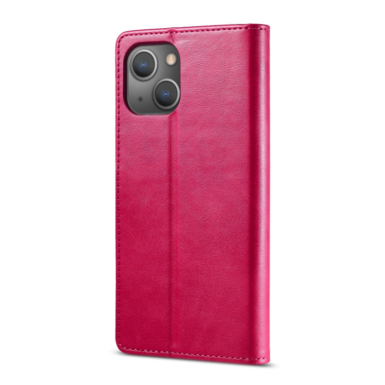 For iPhone 14 LC.IMEEKE Calf Texture Horizontal Flip Leather Case (Red) - HoMEdemic™ 