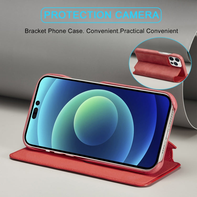 For iPhone 14 LC.IMEEKE Hon Ancient Series Flip Leather Phone Case (Red) - HoMEdemic™ 