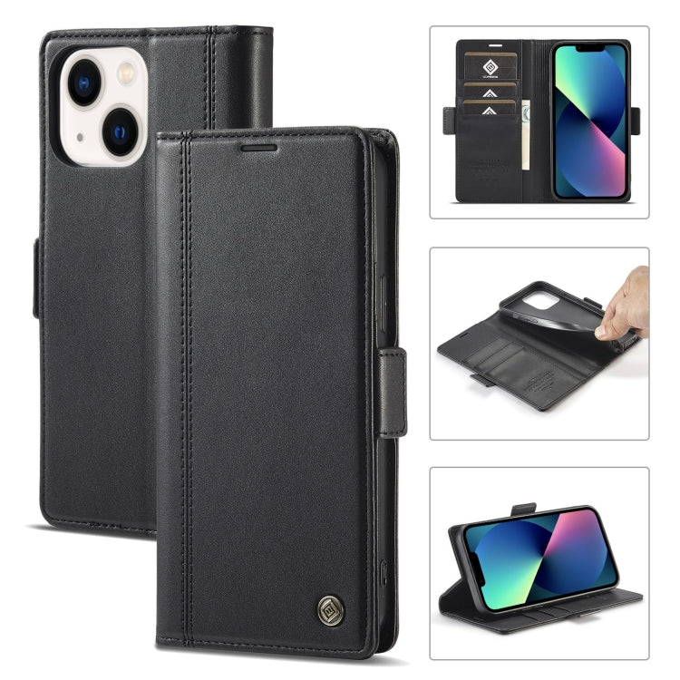 For iPhone 14 LC.IMEEKE Magnetic Buckle Leather Phone Case (Black) - HoMEdemic™ 