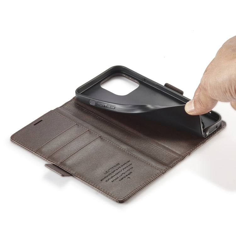 For iPhone 14 LC.IMEEKE Magnetic Buckle Leather Phone Case (Coffee) - HoMEdemic™ 