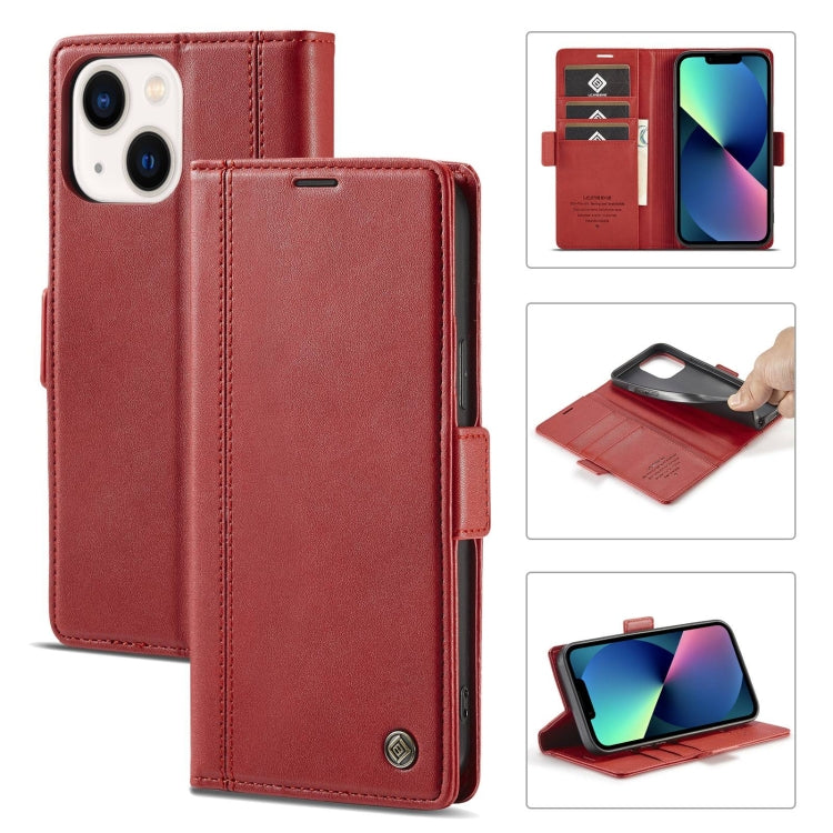 For iPhone 14 LC.IMEEKE Magnetic Buckle Leather Phone Case (Red) - HoMEdemic™ 
