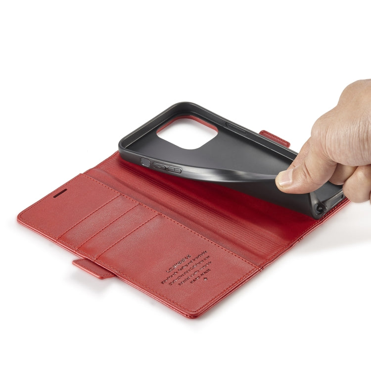 For iPhone 14 LC.IMEEKE Magnetic Buckle Leather Phone Case (Red) - HoMEdemic™ 
