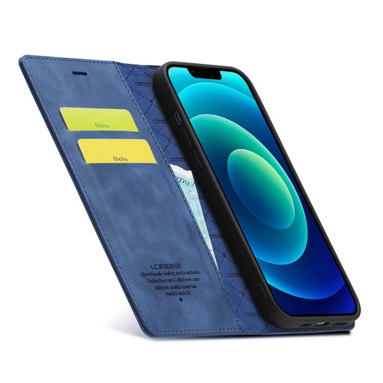 For iPhone 14 LC.IMEEKE Strong Magnetic Leather Phone Case with Holder & Card Slots & Wallet (Blue) - HoMEdemic™ 
