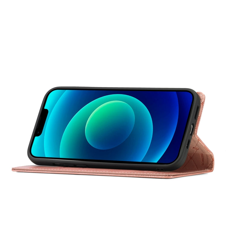 For iPhone 14 LC.IMEEKE Strong Magnetic Leather Phone Case with Holder & Card Slots & Wallet (Rose Gold) - HoMEdemic™ 