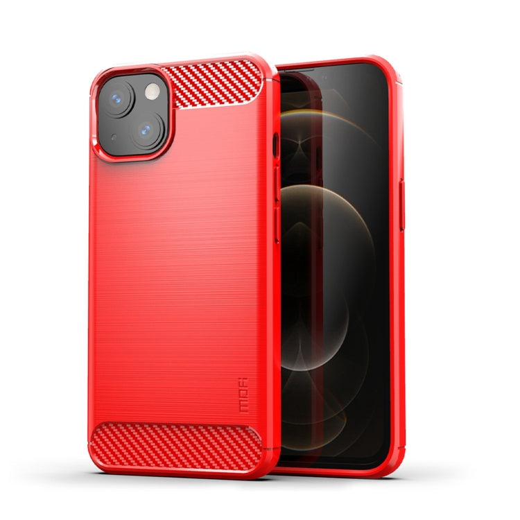 For iPhone 14 MOFI Gentleness Brushed Texture Carbon Fiber TPU Phone Case (Red) - HoMEdemic™ 