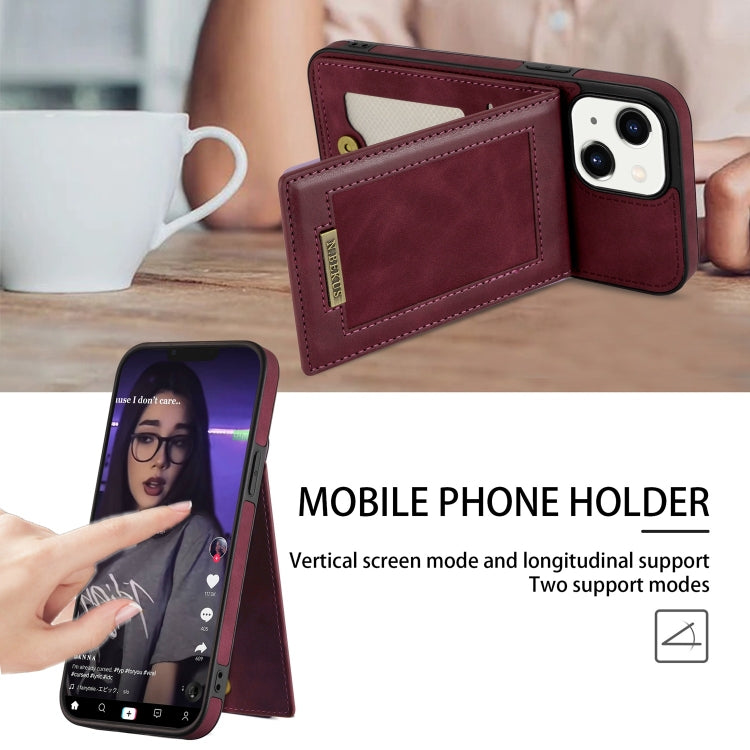 For iPhone 14 N.BEKUS Vertical Flip Card Slot RFID Phone Case (Wine Red) - HoMEdemic™ 