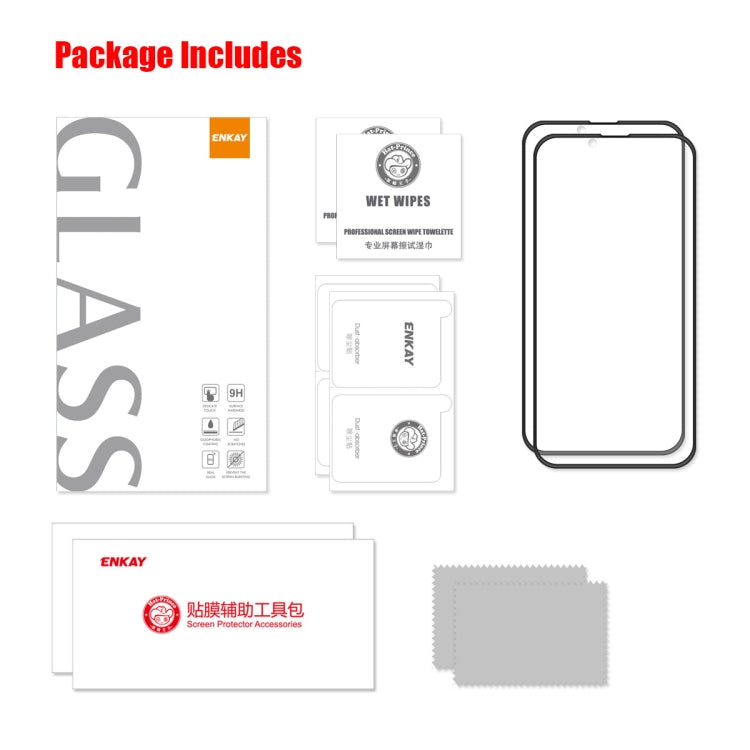 For iPhone 14 Plus 2pcs ENKAY Full Glue Tempered Glass Anti-fall Full Film - HoMEdemic™ 