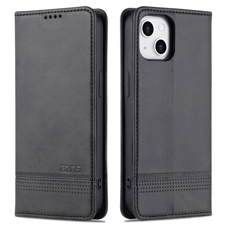For iPhone 14 Plus AZNS Magnetic Calf Texture Flip Leather Phone Case (Black) - HoMEdemic™ 