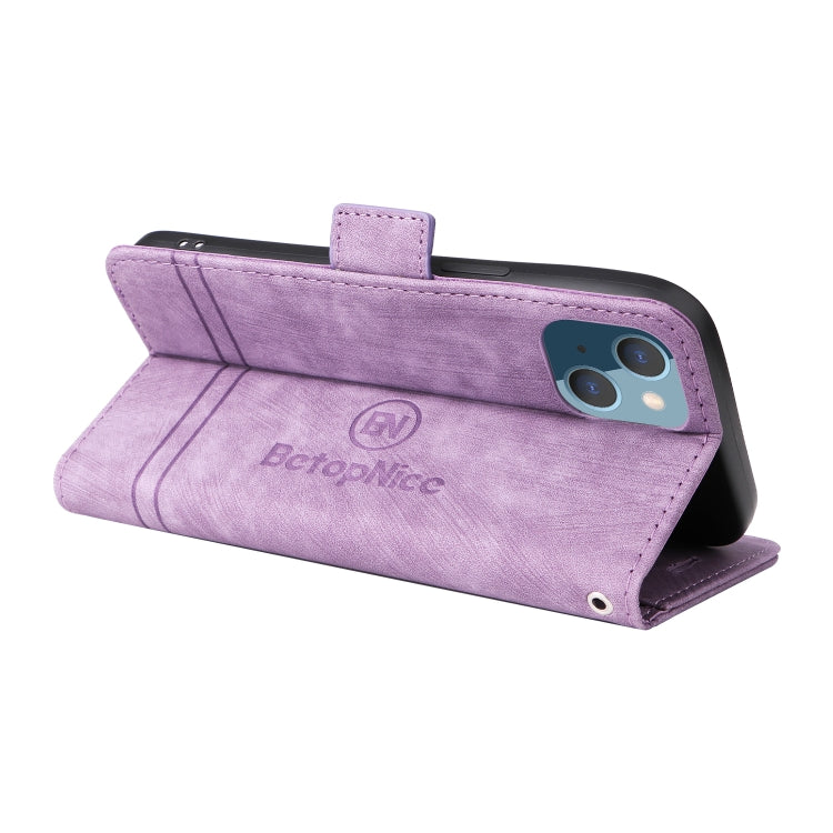 For iPhone 14 Plus BETOPNICE Dual-side Buckle Leather Phone Case(Purple) - HoMEdemic™ 