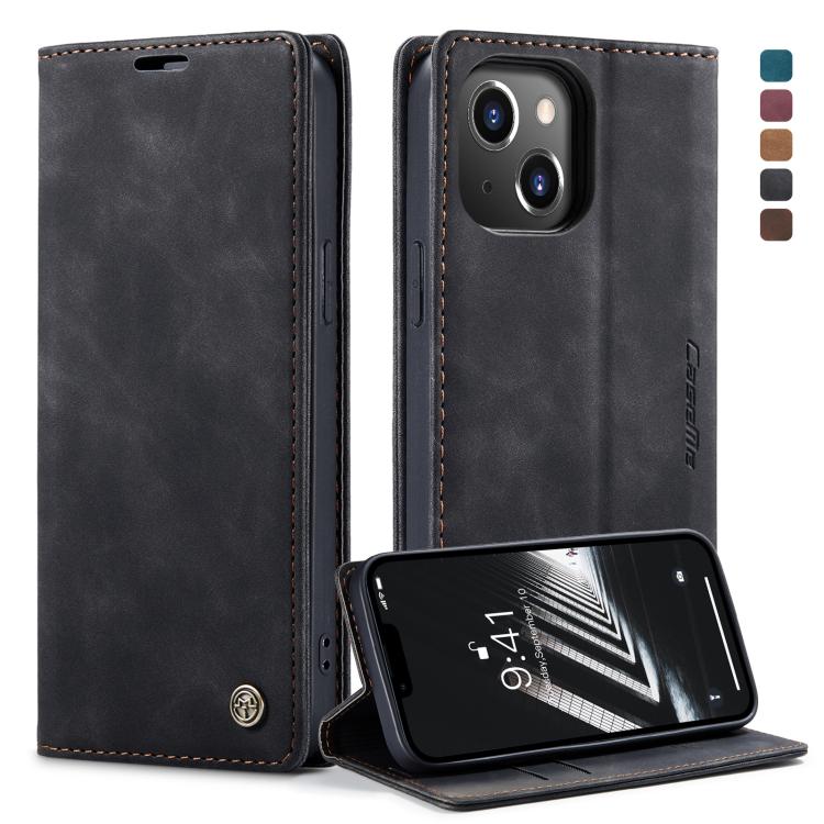 For iPhone 14 Plus CaseMe-013 Multifunctional Retro Frosted Leather Phone Case (Black) - HoMEdemic™ 