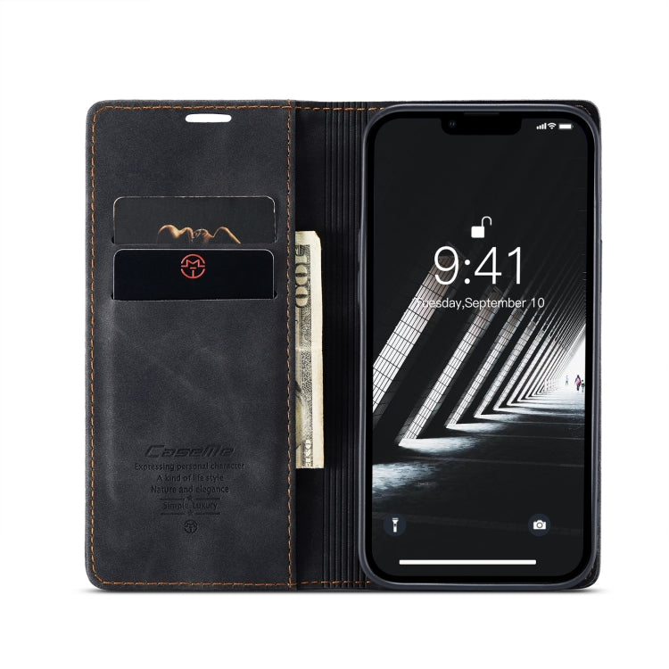 For iPhone 14 Plus CaseMe-013 Multifunctional Retro Frosted Leather Phone Case (Black) - HoMEdemic™ 