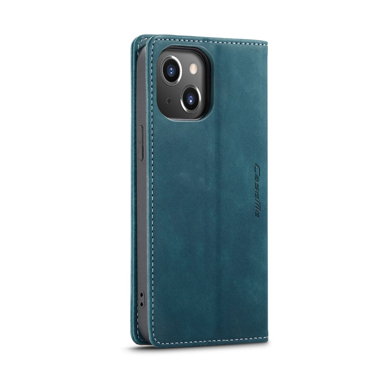 For iPhone 14 Plus CaseMe-013 Multifunctional Retro Frosted Leather Phone Case (Blue) - HoMEdemic™ 