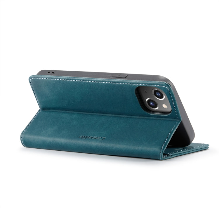 For iPhone 14 Plus CaseMe-013 Multifunctional Retro Frosted Leather Phone Case (Blue) - HoMEdemic™ 