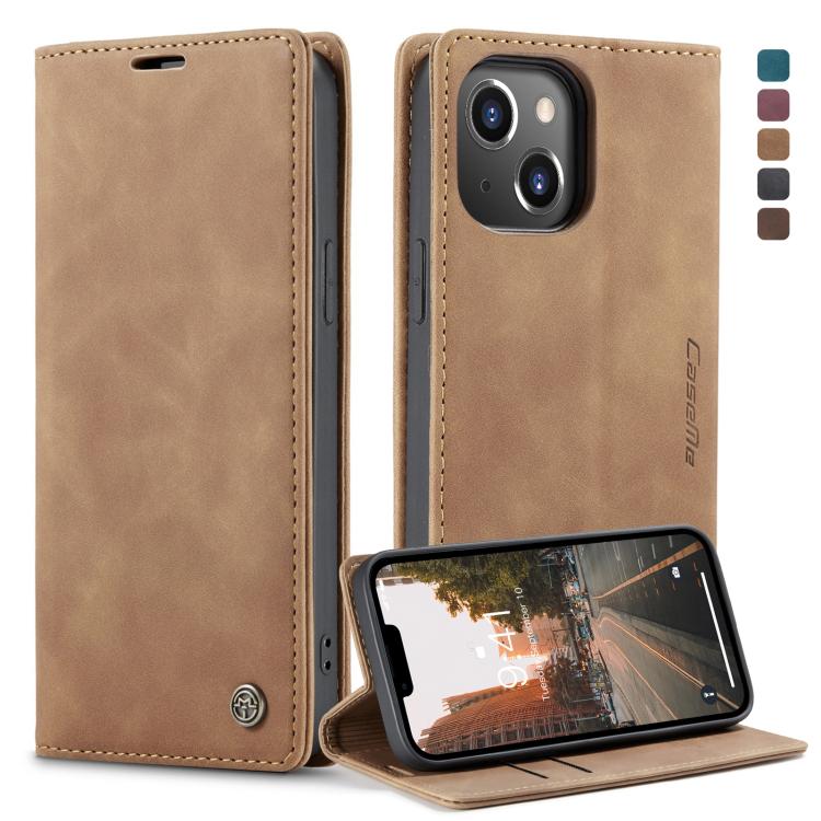 For iPhone 14 Plus CaseMe-013 Multifunctional Retro Frosted Leather Phone Case (Brown) - HoMEdemic™ 