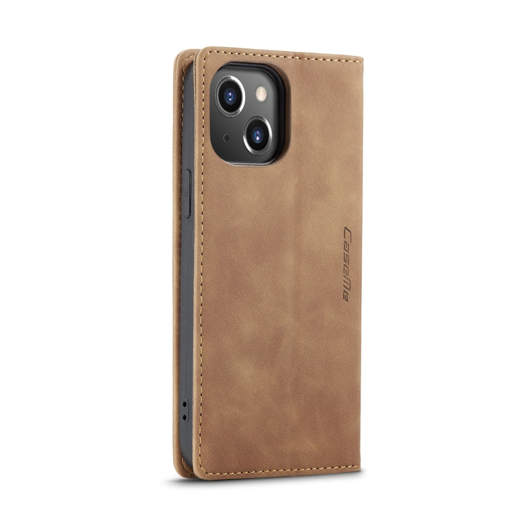 For iPhone 14 Plus CaseMe-013 Multifunctional Retro Frosted Leather Phone Case (Brown) - HoMEdemic™ 