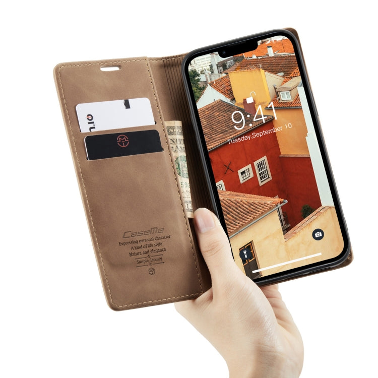 For iPhone 14 Plus CaseMe-013 Multifunctional Retro Frosted Leather Phone Case (Brown) - HoMEdemic™ 