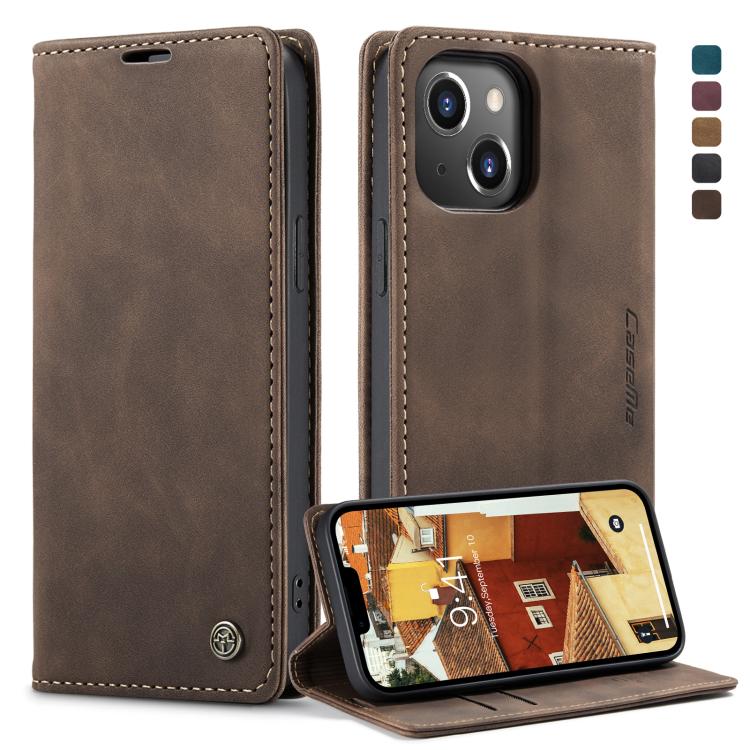 For iPhone 14 Plus CaseMe-013 Multifunctional Retro Frosted Leather Phone Case (Coffee) - HoMEdemic™ 