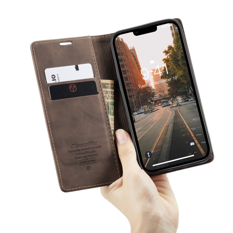 For iPhone 14 Plus CaseMe-013 Multifunctional Retro Frosted Leather Phone Case (Coffee) - HoMEdemic™ 