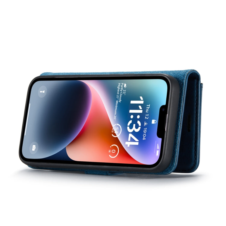 For iPhone 14 Plus DG.MING Crazy Horse Texture Detachable Magnetic Leather Case(Blue) - HoMEdemic™ 