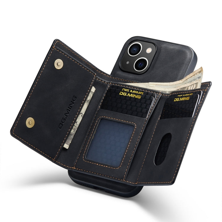 For iPhone 14 Plus DG.MING M1 Series 3-Fold Multi Card Wallet Leather Case(Black) - HoMEdemic™ 