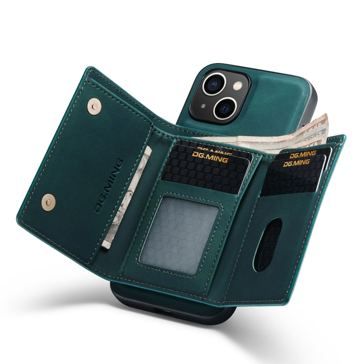 For iPhone 14 Plus DG.MING M1 Series 3-Fold Multi Card Wallet Leather Case(Green) - HoMEdemic™ 