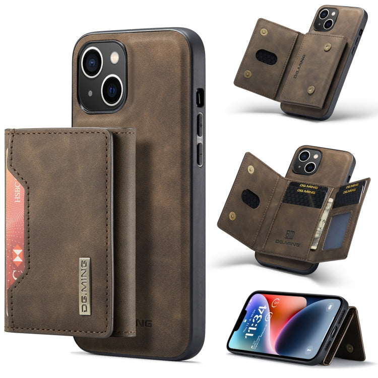 For iPhone 14 Plus DG.MING M2 Series 3-Fold Card Bag Leather Case(Coffee) - HoMEdemic™ 