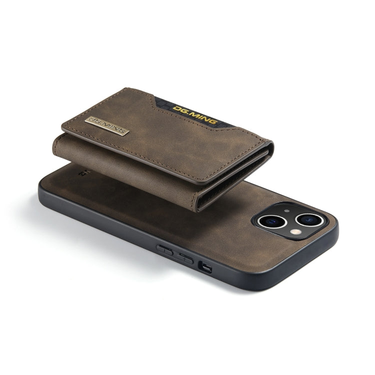 For iPhone 14 Plus DG.MING M2 Series 3-Fold Card Bag Leather Case(Coffee) - HoMEdemic™ 