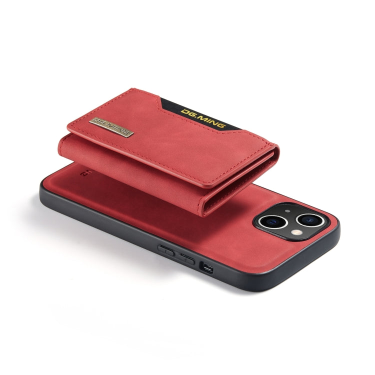 For iPhone 14 Plus DG.MING M2 Series 3-Fold Card Bag Leather Case(Red) - HoMEdemic™ 