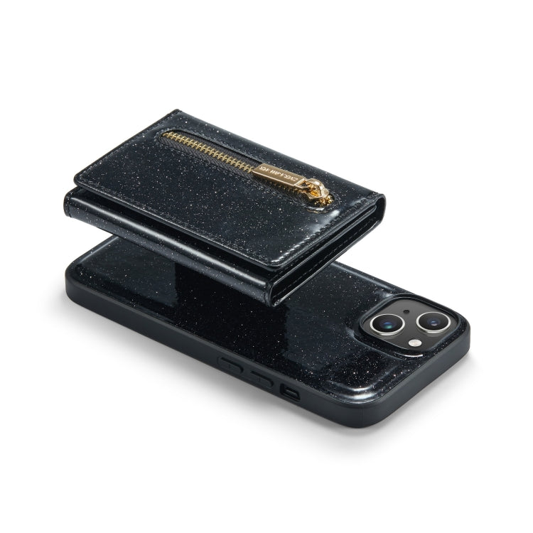 For iPhone 14 Plus DG.MING M3 Series Glitter Powder Card Bag Leather Case(Black) - HoMEdemic™ 