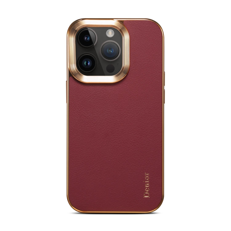 For iPhone 14 Plus Denior Cowhide Leather Plating Phone Case(Red) - HoMEdemic™ 