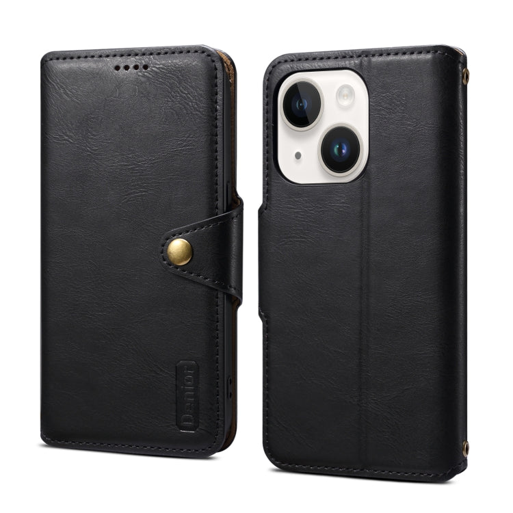 For iPhone 14 Plus Denior Cowhide Texture Wallet Style Leather Phone Case(Black) - HoMEdemic™ 