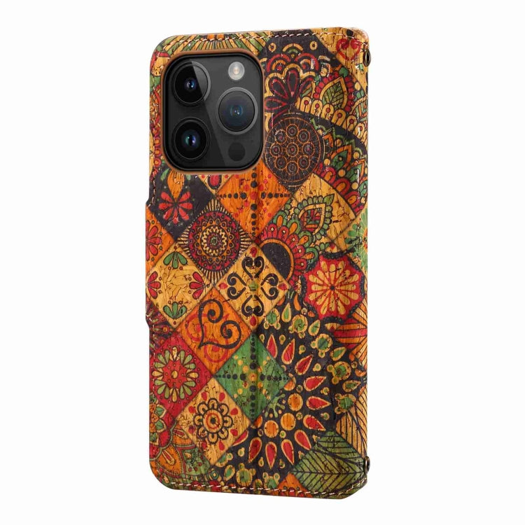 For iPhone 14 Plus Denior Flower Language Series Cork Fabric Oil Edge Leather Phone Case(Autumn) - HoMEdemic™ 