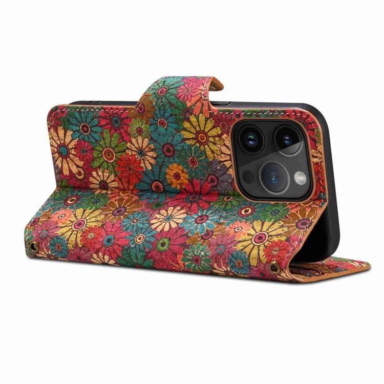 For iPhone 14 Plus Denior Flower Language Series Cork Fabric Oil Edge Leather Phone Case(Spring) - HoMEdemic™ 