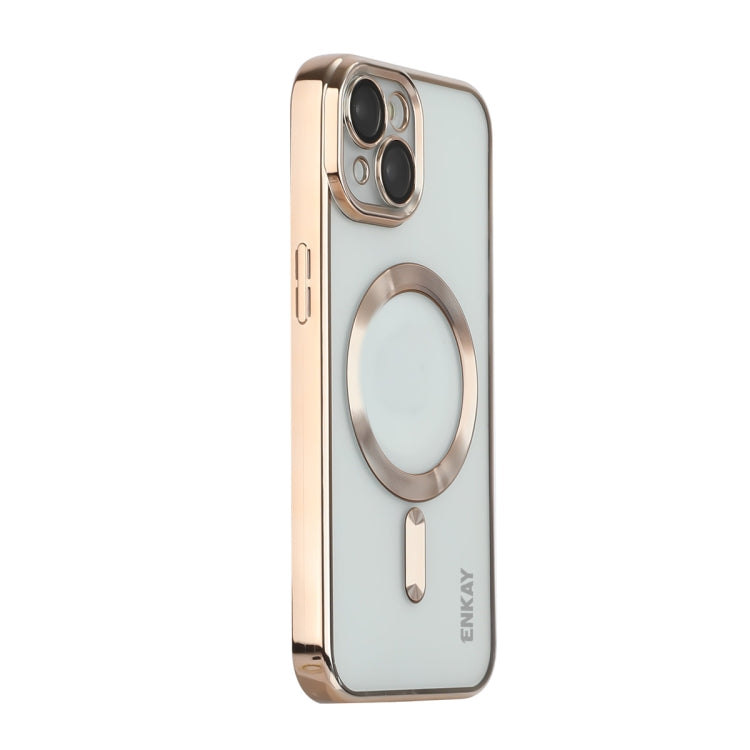 For iPhone 14 Plus ENKAY Electroplated MagSafe Shockproof TPU Phone Case with Lens Film(Gold) - HoMEdemic™ 