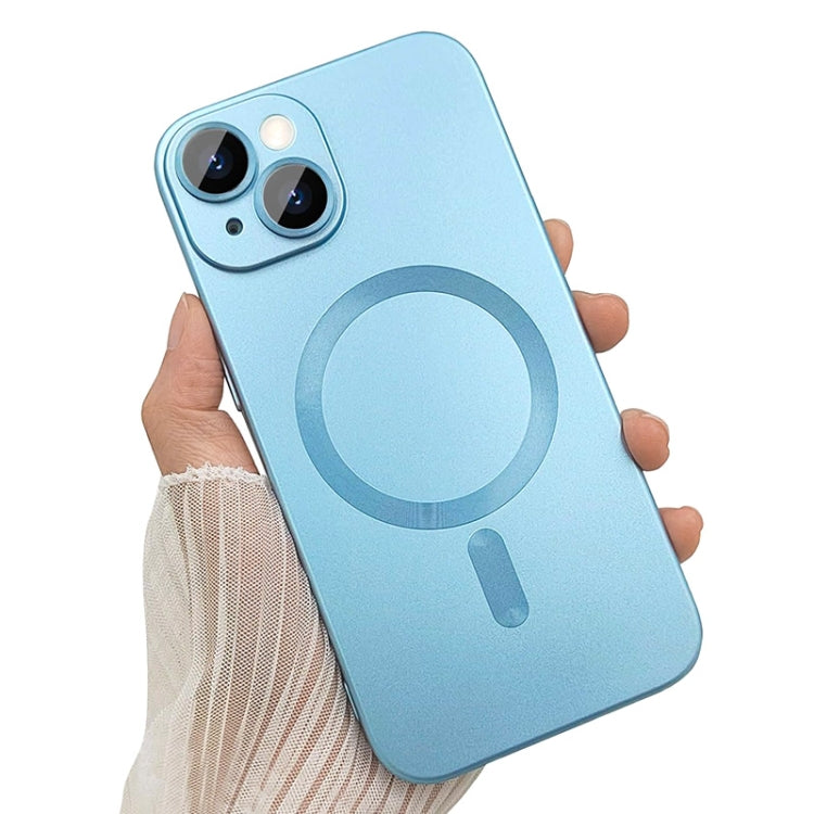 For iPhone 14 Plus ENKAY MagSafe Matte TPU Phone Case with Lens Film & Screen Glass Film(Blue) - HoMEdemic™ 