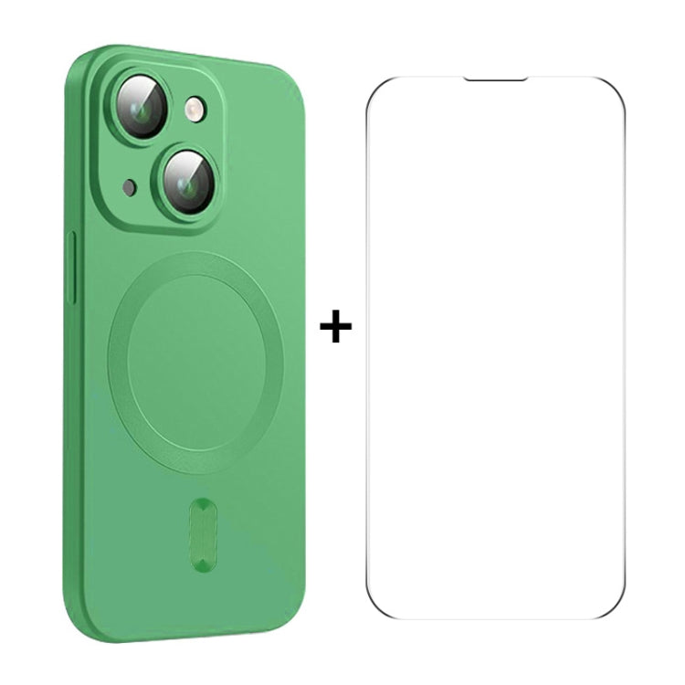 For iPhone 14 Plus ENKAY MagSafe Matte TPU Phone Case with Lens Film & Screen Glass Film(Green) - HoMEdemic™ 