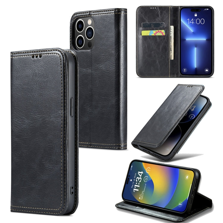 For iPhone 14 Plus FIERRE SHANN Vintage Bark Texture Wallet Leather Phone Case(Black) - HoMEdemic™ 