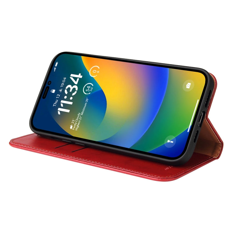 For iPhone 14 Plus Fierre Shann PU Genuine Leather Texture Leather Phone Case (Red) - HoMEdemic™ 