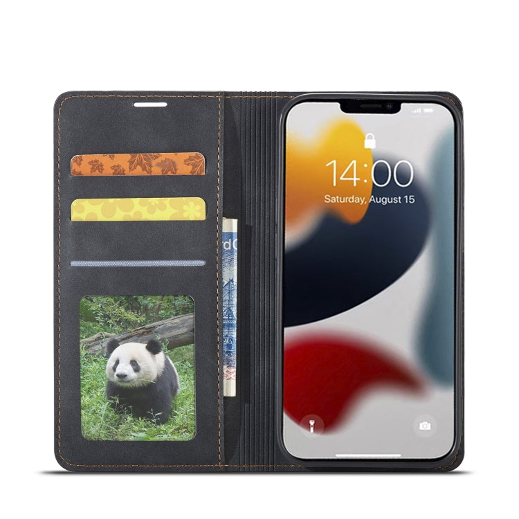 For iPhone 14 Plus Forwenw Dream Series Oil Edge Strong Magnetism Leather Phone Case(Black) - HoMEdemic™ 
